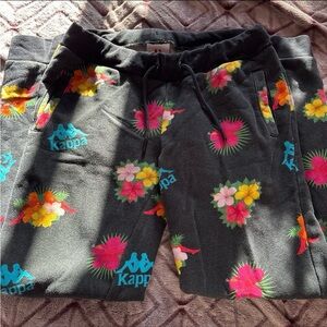 Kappa Black Sweatpants with Floral Accents